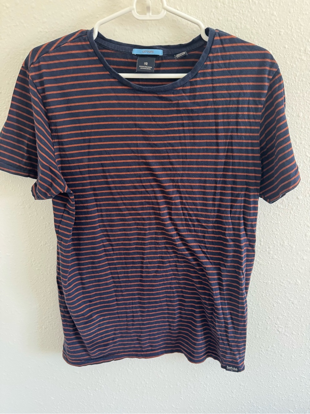 Scotch & Soda - Navy & Rust Striped Crewneck T-Shirt